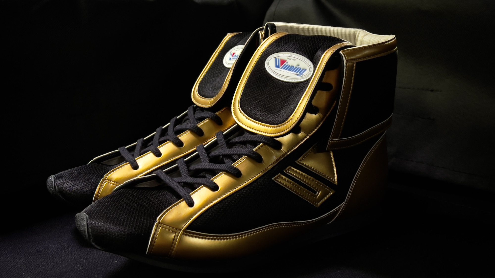 預購｜Winning｜RS-003 Boxing Ring Shoes Gold 拳擊 鞋 黑金 魔鬼氈 綁帶